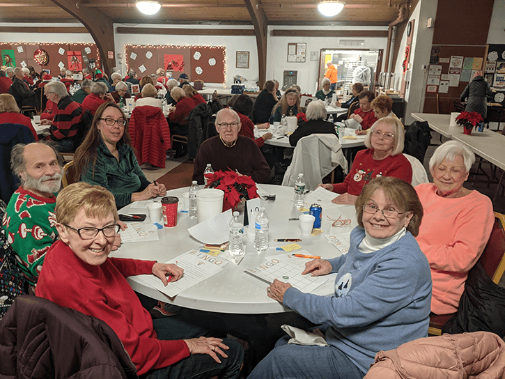 senior center members at holiday luncheon
