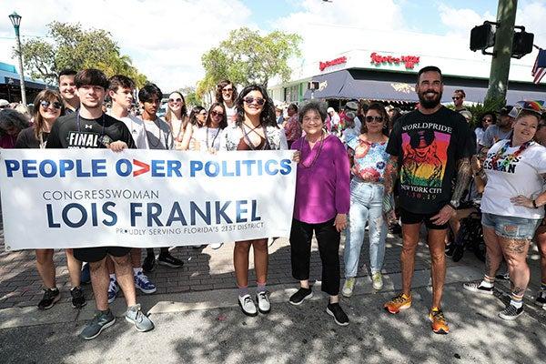Lois Frankel with people at march