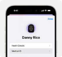 Apple Watch screen showing Medical ID feature