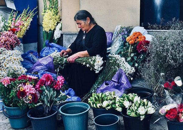 woman with flowers