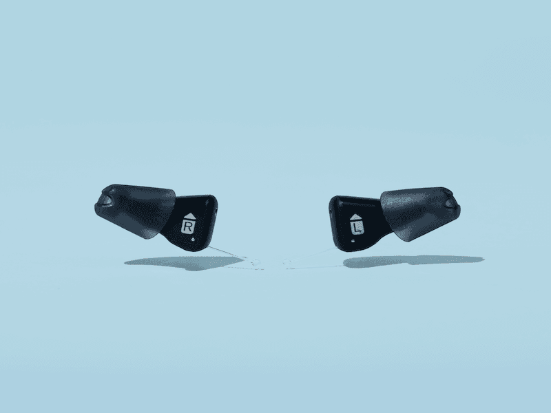 The Audicus Mini 2 hearing aids.
