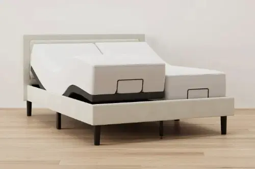 DreamCloud split king adjustable bed frame and two mattresses