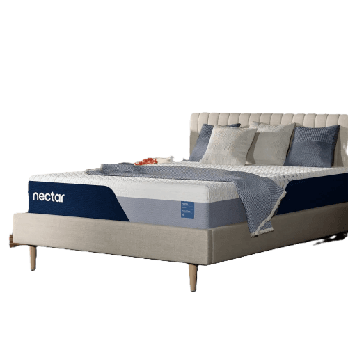 Nectar Memory Foam mattress on bed with pillows