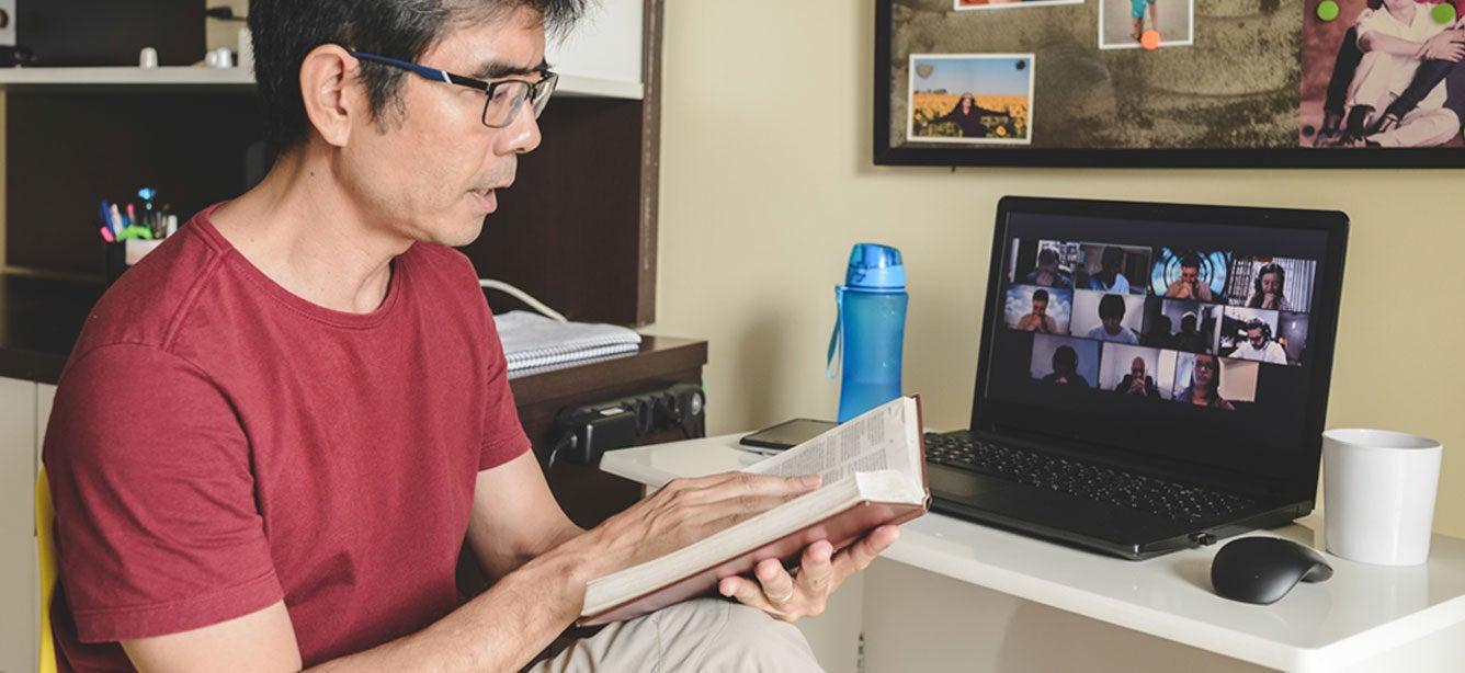 A man on a video call.