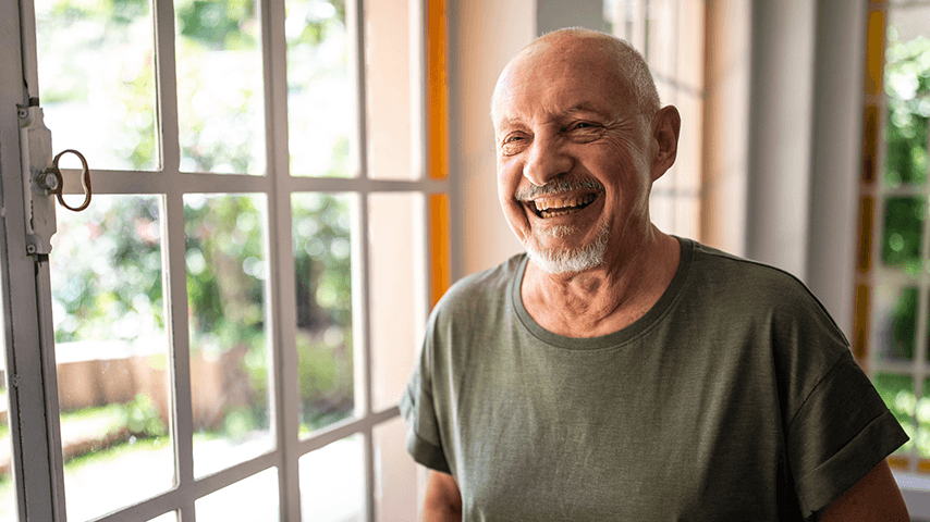 smiling bald man