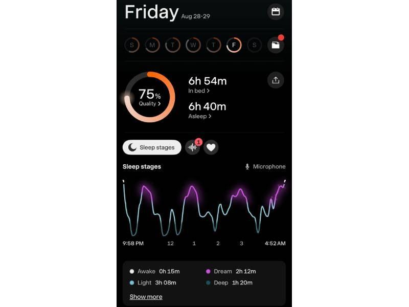 The sleep stages graph from the Sleep Cycle app