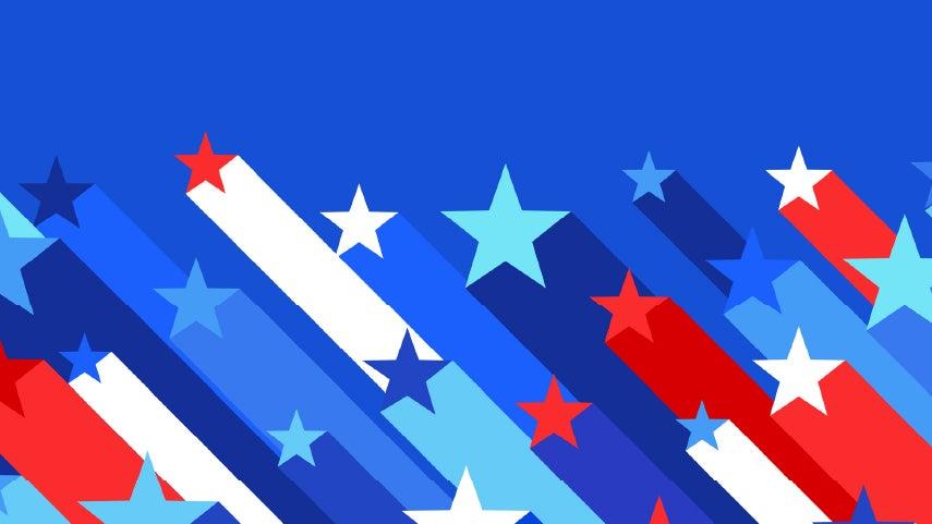 Red, white, and blue stars and stripes graphic.
