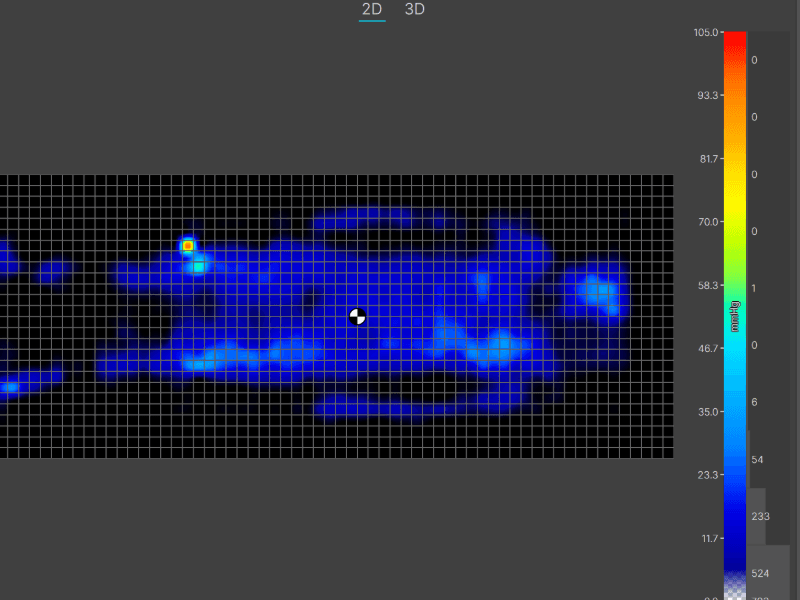 Pressure map result for a stomach sleeper on the Beautyrest Black Series Three