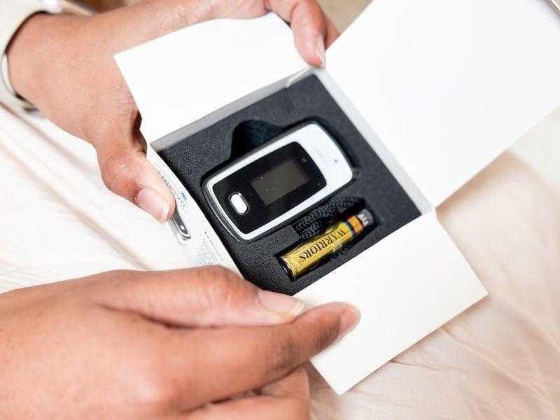 An Innovo pulse oximeter in its box