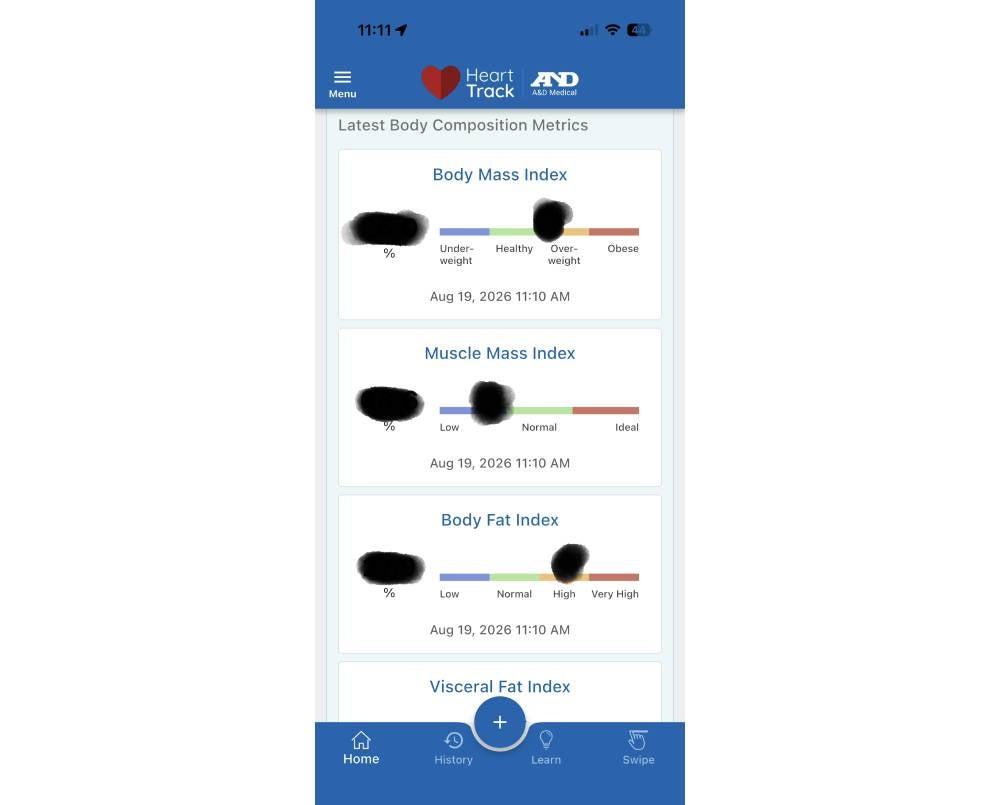 A screenshot of the A&D app