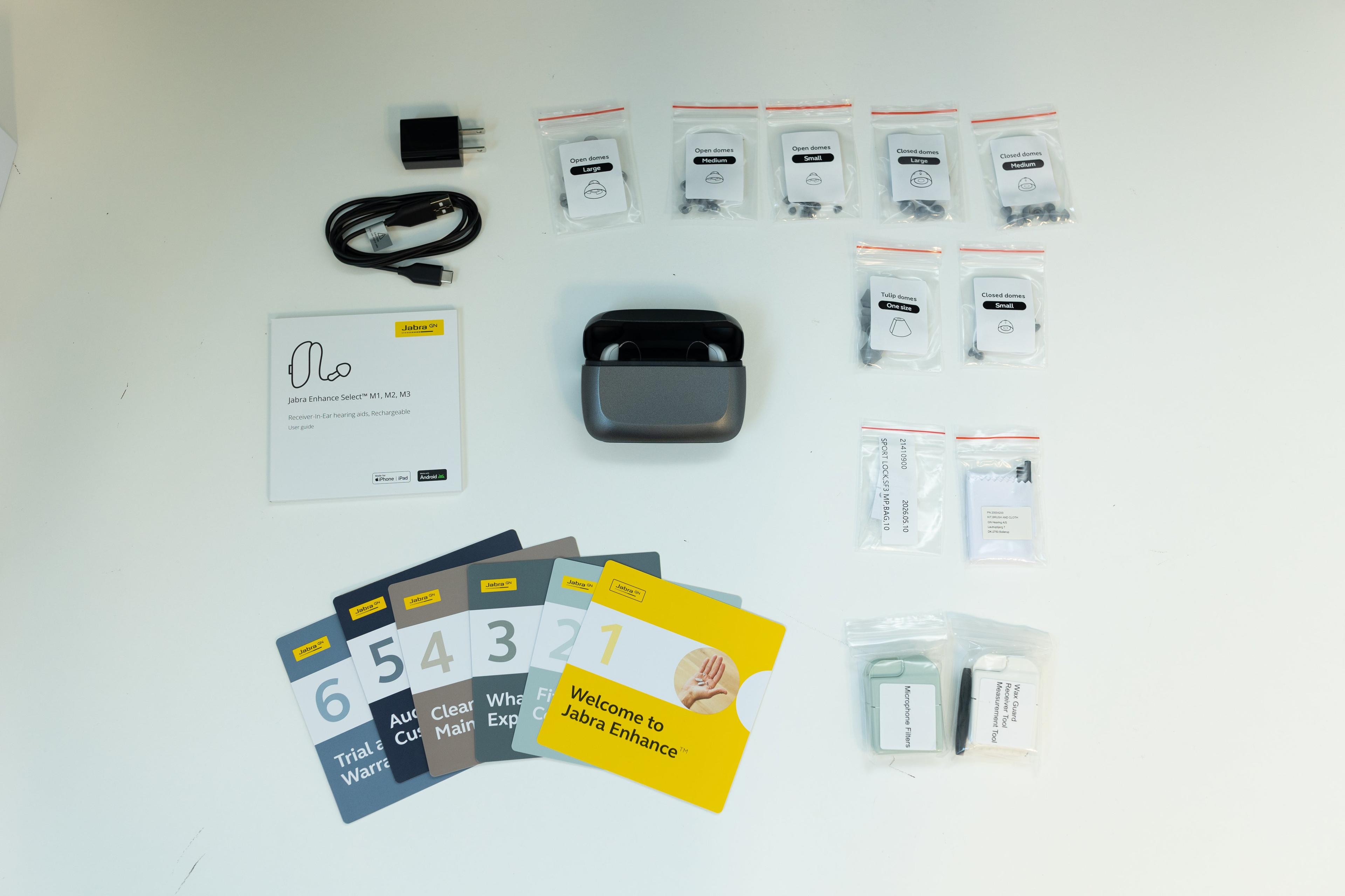 The Jabra Enhance Select M3 and its components