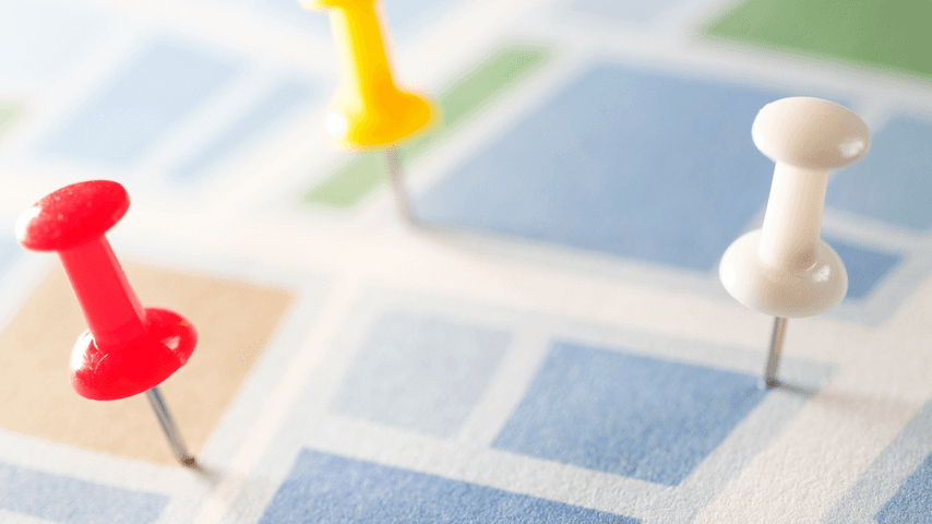 A map with thumbtacks