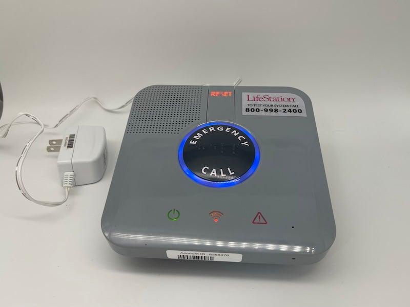 The LifeStation Sidekick Home base unit with wall plug