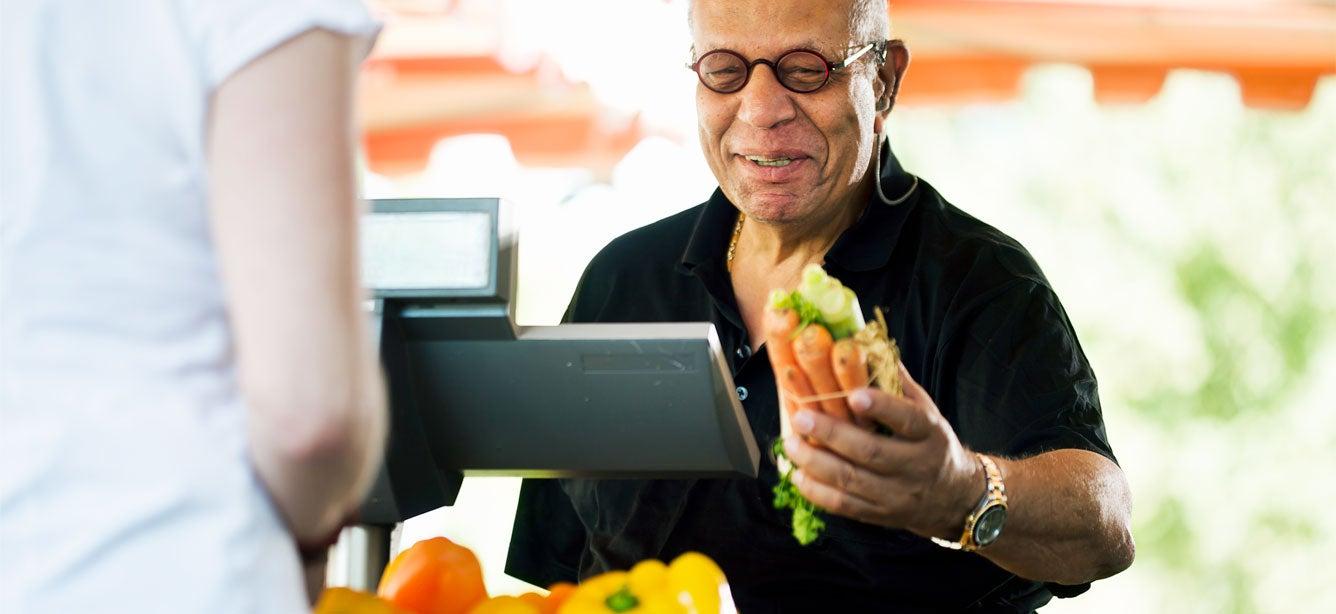 The Senior Farmers’ Market Nutrition Program helps older adults obtain fresh food from local farms, roadside stands, and CSAs at no cost.