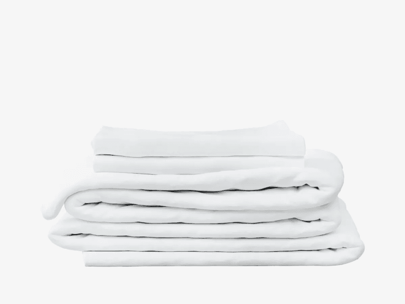 A set of white Nectar Serenity sheets against a white background