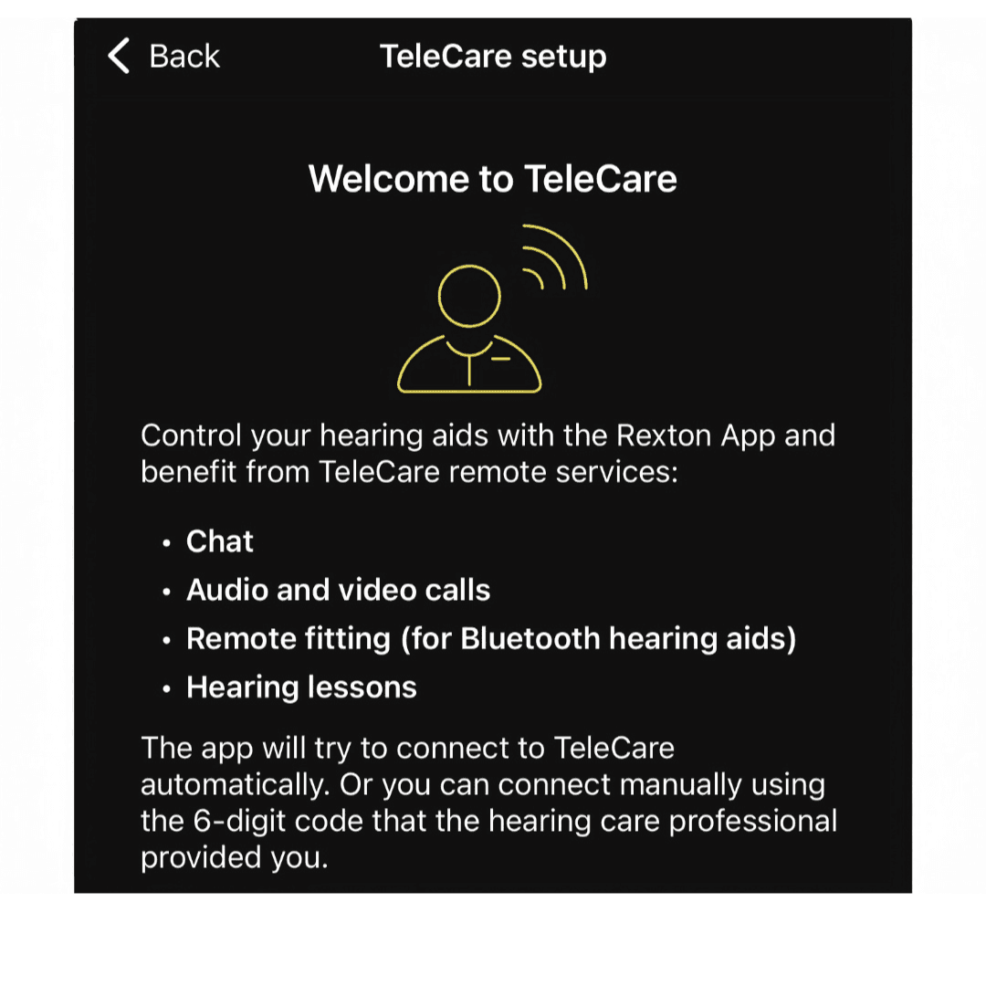 TeleCare remote start screen
