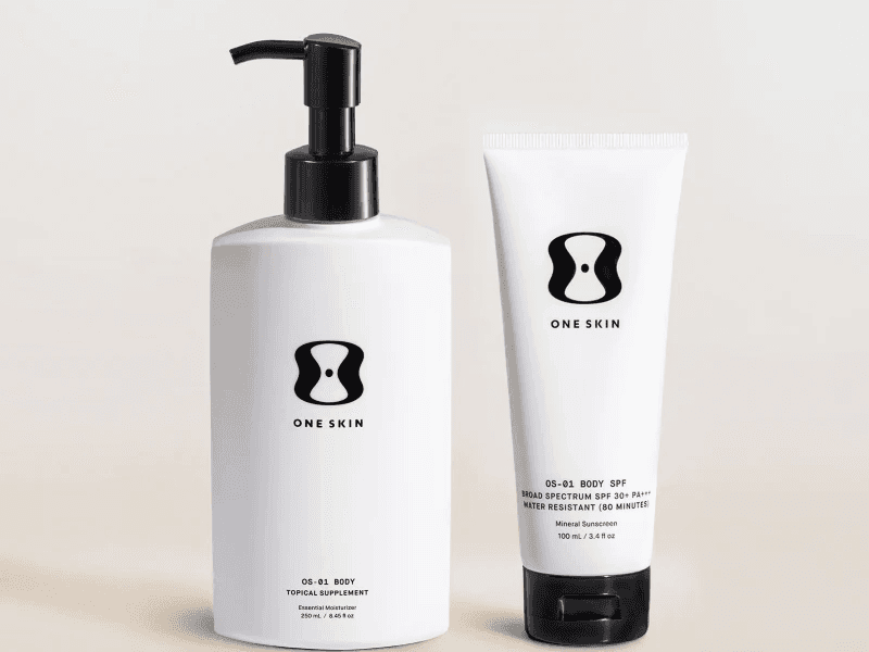 OneSkin Body Longevity Defense Duo sunscreen and moisturizer