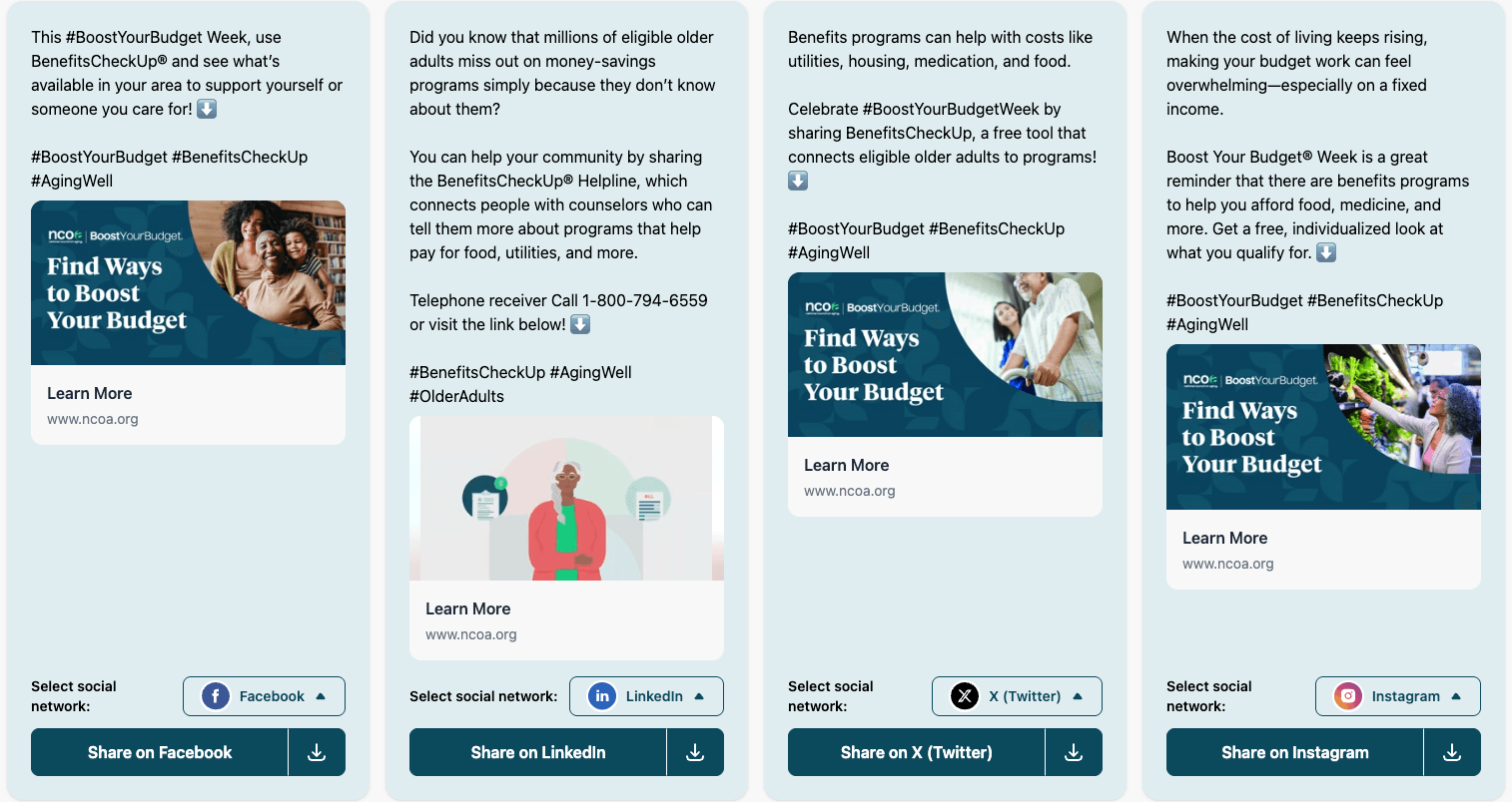 Boost Your Budget Week social media posts