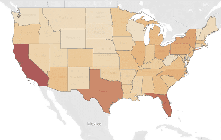 U.S. map showing range of SSA Medicare assistance outreach letters