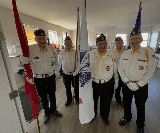 Military veterans flag corps at senior center