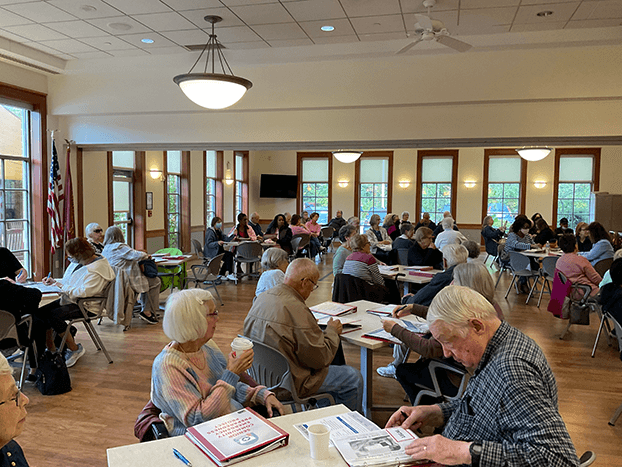 senior center participants taking emergency preparedness class