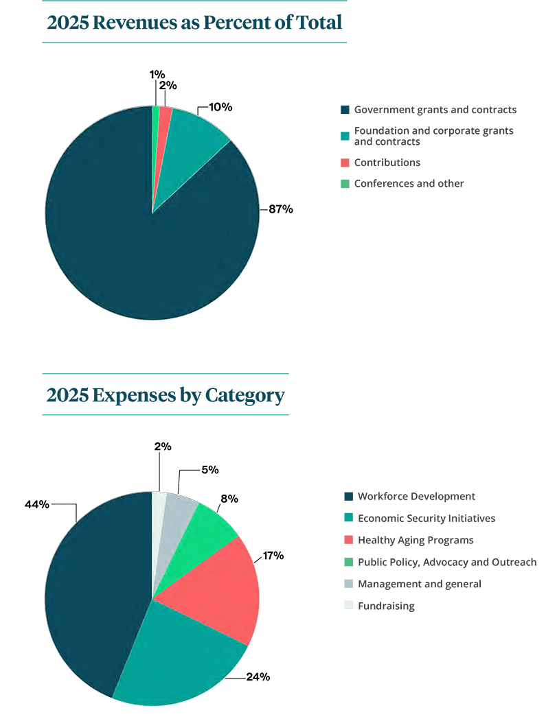 pie charts of fiscal year 2025 expenses and revenue