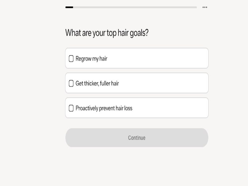Question about hair goals on Ro hair loss quiz for men