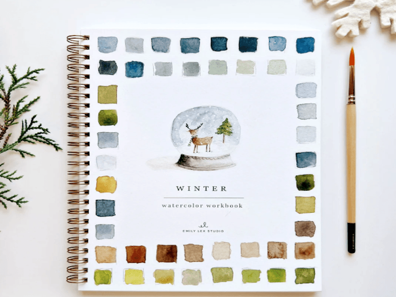 Front cover of Winter Watercolor Workbook by Emily Lex Studio.