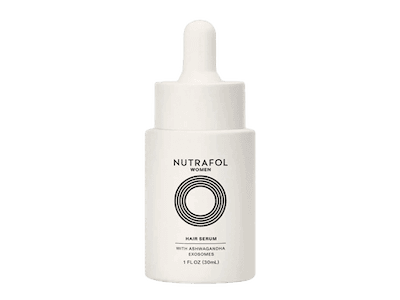 A bottle of Nutrafol Hair Serum