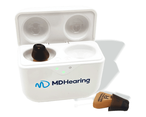 MD hearing aids and charging case