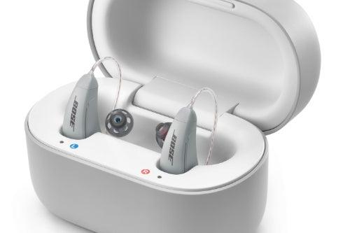 Lexie hearing aids in charging case