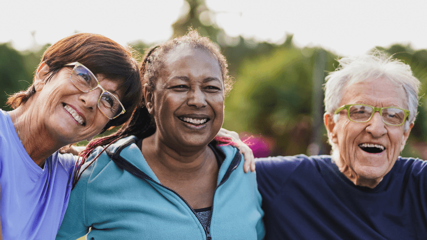 Older adults smiling together